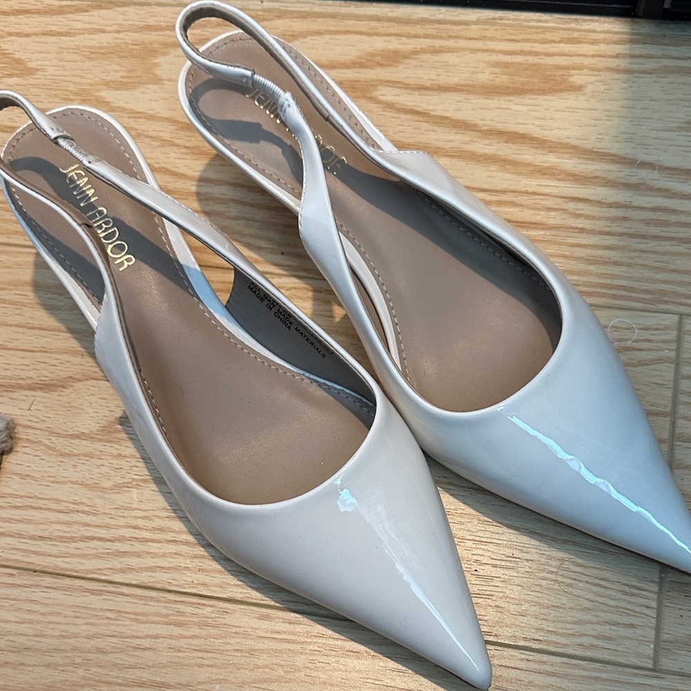 Women's White Slingback Kitten Heel Shoes
